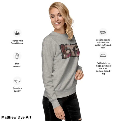 Gray sweatshirt with eye graphic, a classic sweatshirt silhouette in Horror Art Streetwear