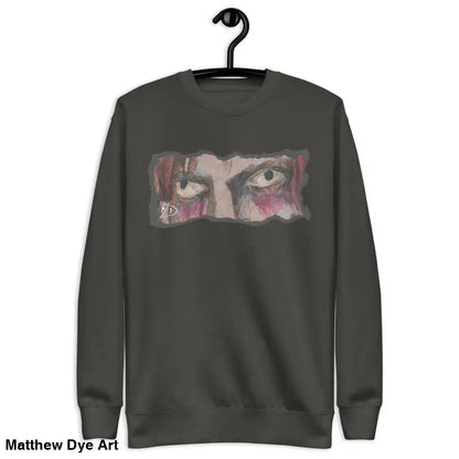 Gray sweatshirt with eye graphic in classic sweatshirt silhouette for urban elegance