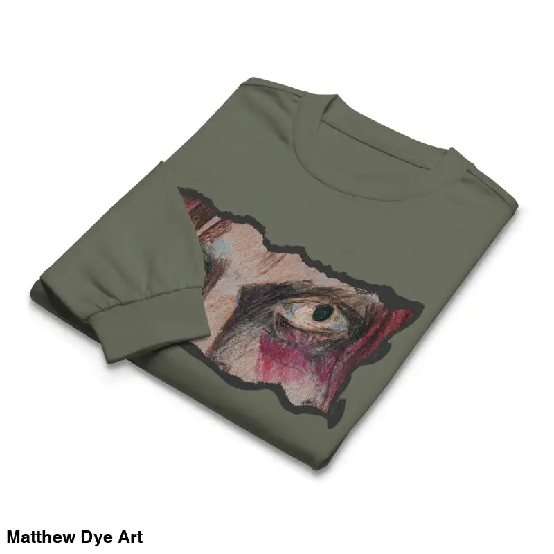 Folded elegant premium long sleeve shirt featuring a striking eye graphic design