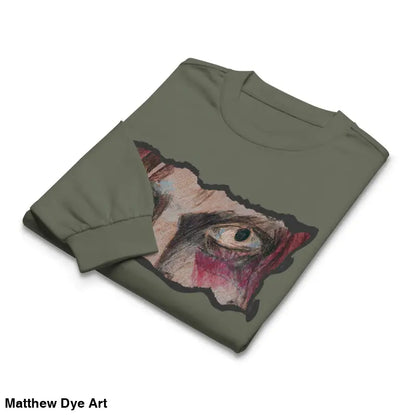 Folded elegant premium long sleeve shirt featuring a striking eye graphic design