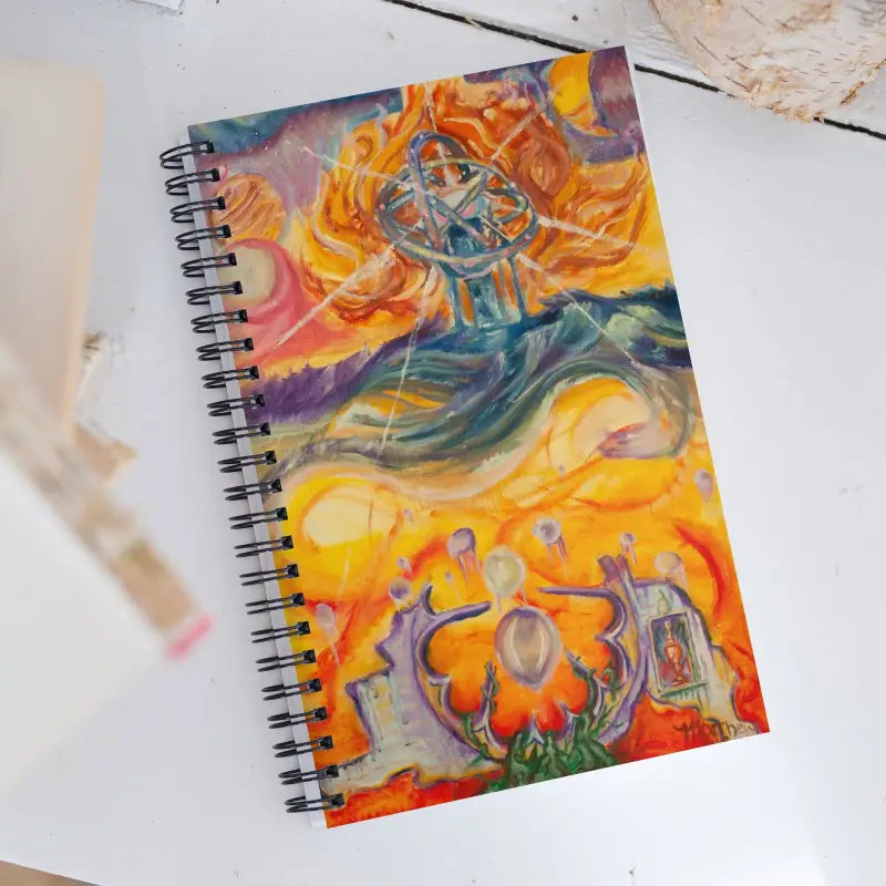 Vibrant abstract watercolor cover on Awakening Dreams Surrealist Spiral Notebook