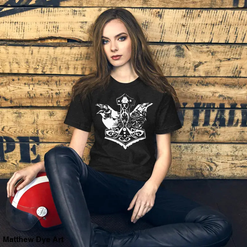 Black Viking Pride T-shirt featuring white Norse design celebrating storied Viking heritage