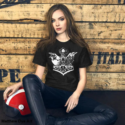 Black Viking Pride T-shirt featuring white Norse design celebrating storied Viking heritage