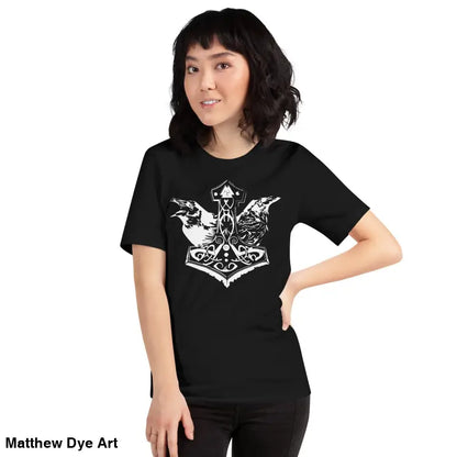 Black Viking Pride T-shirt featuring a white Thor’s Hammer graphic celebrating storied Viking heritage