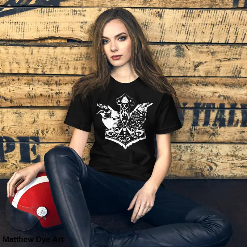 Black Viking Pride T-shirt featuring Thor’s Hammer design, celebrating storied Viking heritage