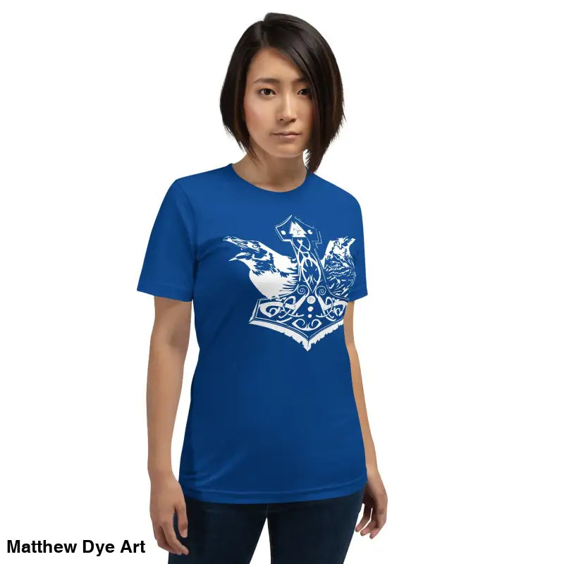 Blue Viking Pride T-shirt featuring Thor’s Hammer and storied Viking heritage graphic