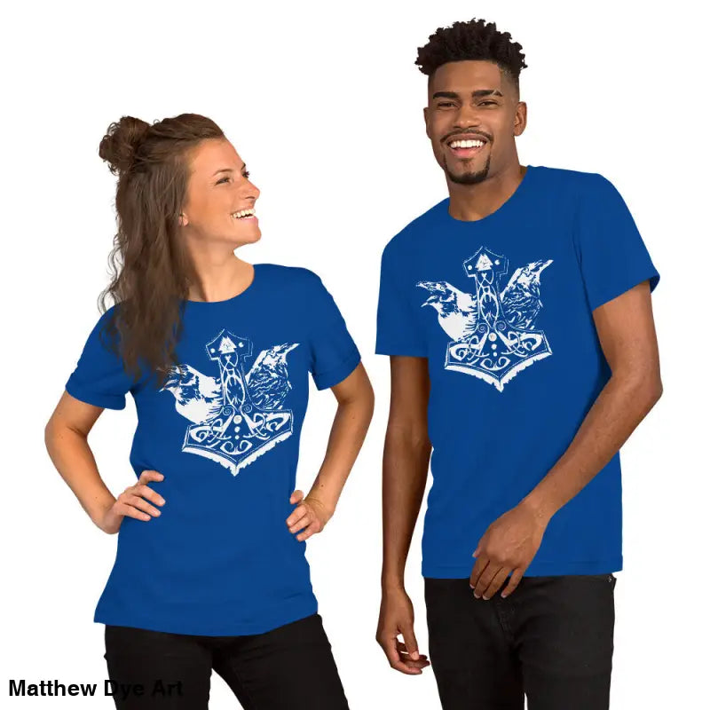 Viking pride t-shirt with Thor’s hammer Norse graphic in blue