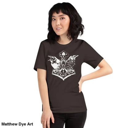 Dark Viking Pride T-shirt featuring white Norse-themed graphic with Thor’s Hammer design