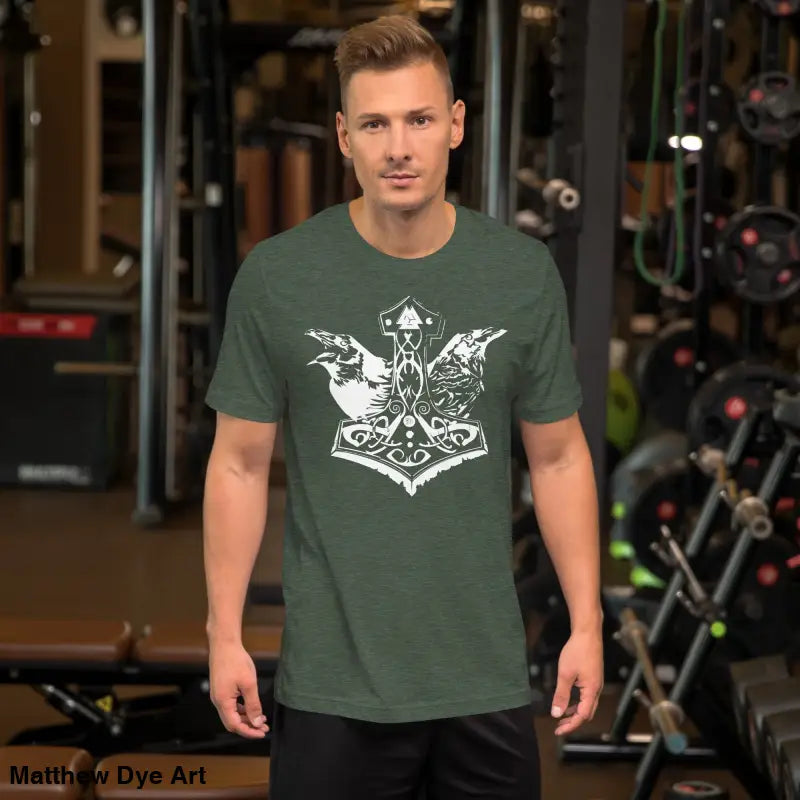 Green Viking pride t-shirt with white Thor’s hammer design