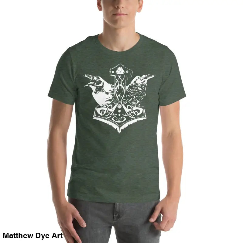 Green Viking pride t-shirt with white Thor’s hammer graphic