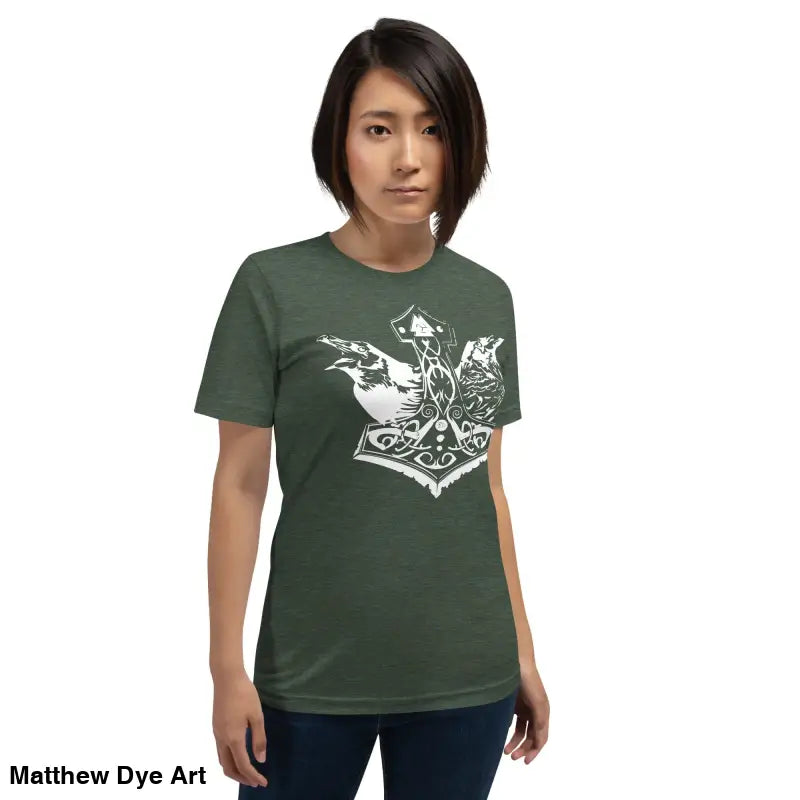 Green Viking pride t-shirt with Thor’s hammer graphic on white