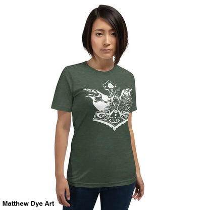 Green Viking pride t-shirt with Thor’s hammer graphic on white