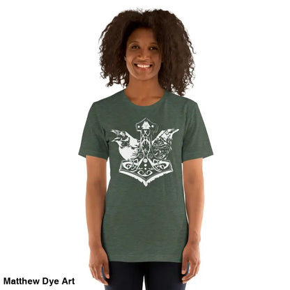 Green viking pride t-shirt with white thor’s hammer design on unisex tee