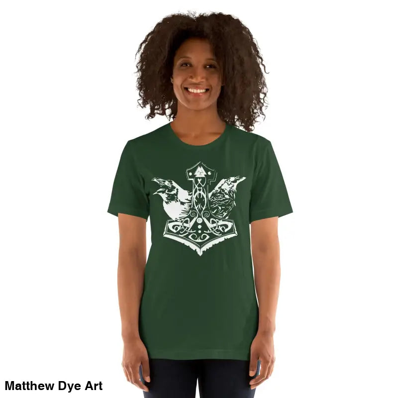 Green Viking pride t-shirt with white Thor’s hammer design
