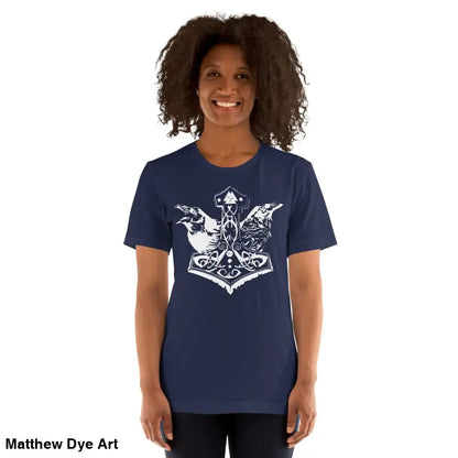 Navy Viking Pride T-shirt featuring Thor’s Hammer design, celebrating storied Viking heritage