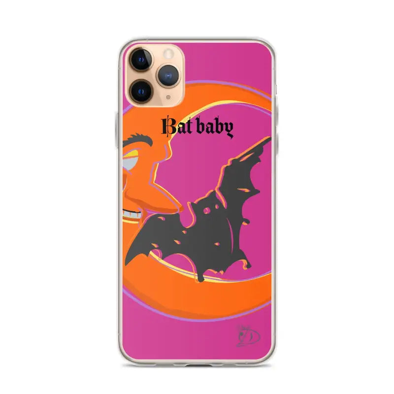 Bat Baby iPhone Case showcasing a Halloween design with bat and orange-pink colors