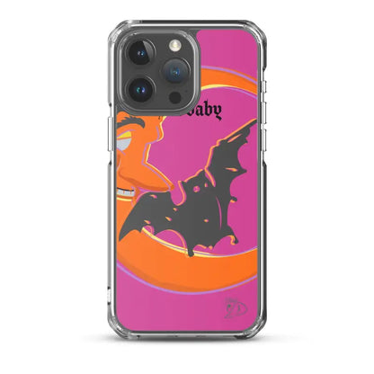 Clear Bat Baby iPhone Case featuring Halloween design with bat and crescent moon