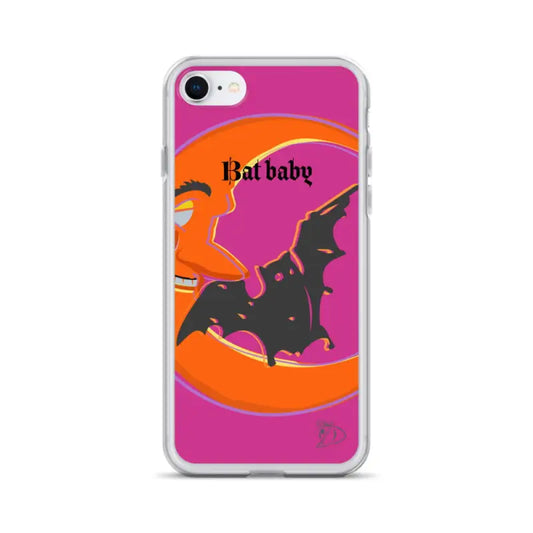 Pink and orange Bat Baby iPhone Case with a bat silhouette design for stylish protection