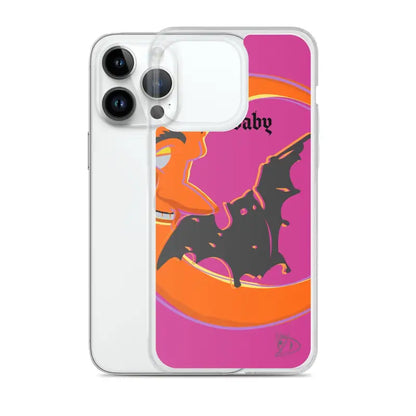 Bat Baby iPhone Case with vibrant bat silhouette design in orange and pink colors