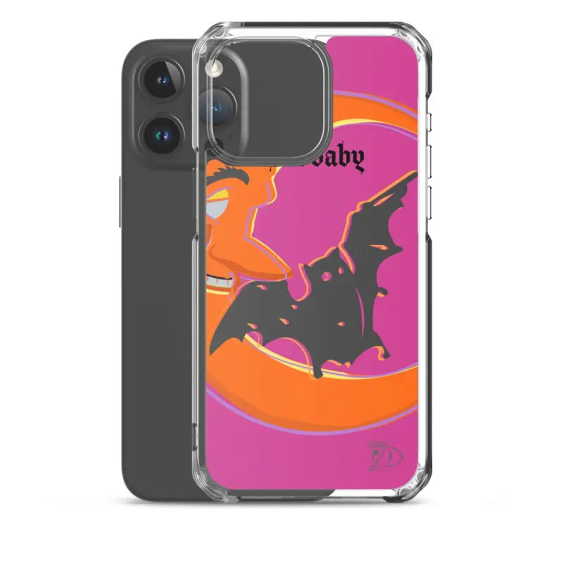 Bat Baby iPhone Case with vibrant orange and pink bat silhouette design