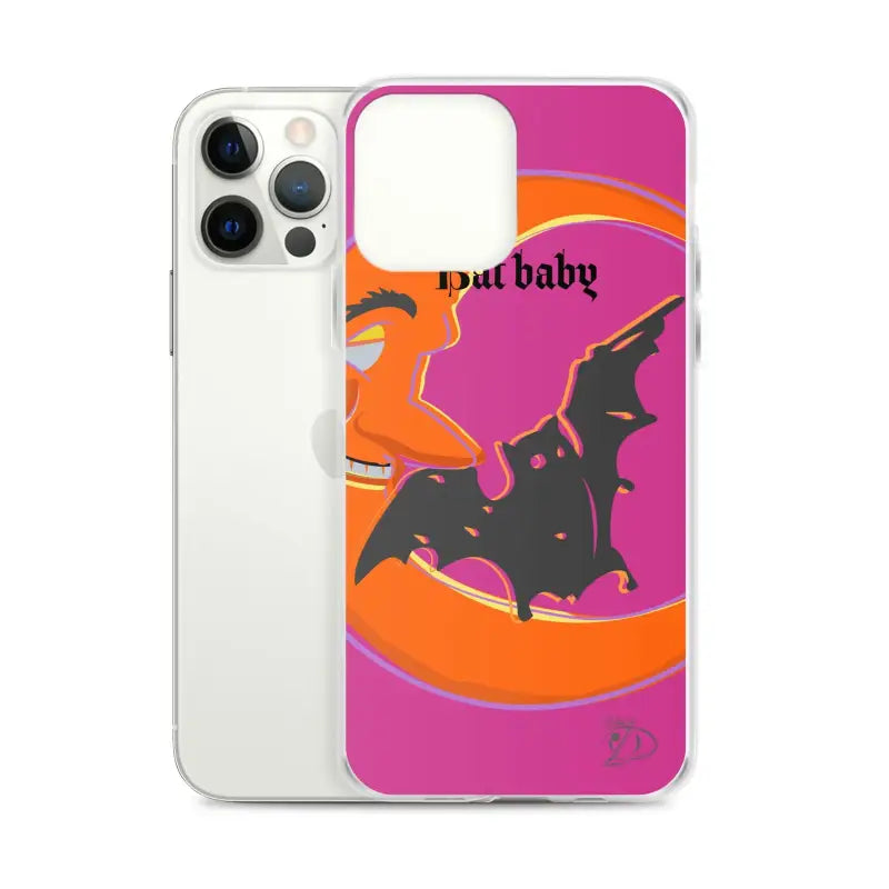 Pink and orange Bat Baby iPhone Case with a whimsical bat silhouette design