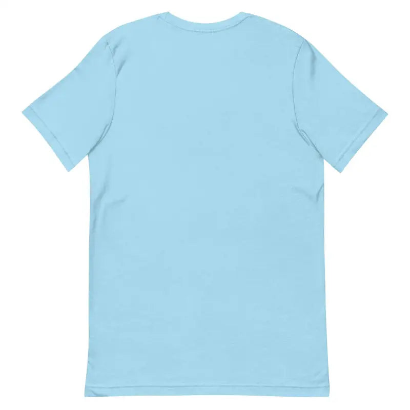 Light blue short sleeve t-shirt featuring a Scary Cat Halloween design for unisex wear