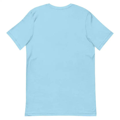 Light blue short sleeve t-shirt featuring a Scary Cat Halloween design for unisex wear