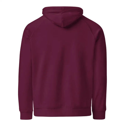 Burgundy pullover hooded sweatshirt featuring skull owl unisex eco design