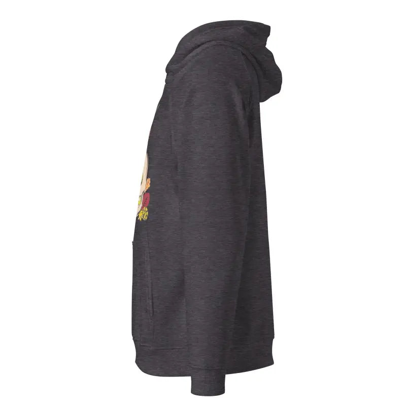 Black hooded sweatshirt with floral embroidery for Whimsical Embrace Owl Unisex Eco Raglan