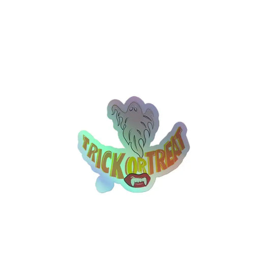 Holographic Trick or Treat sticker featuring a spooky ghost from Smiles Holographic Stickers