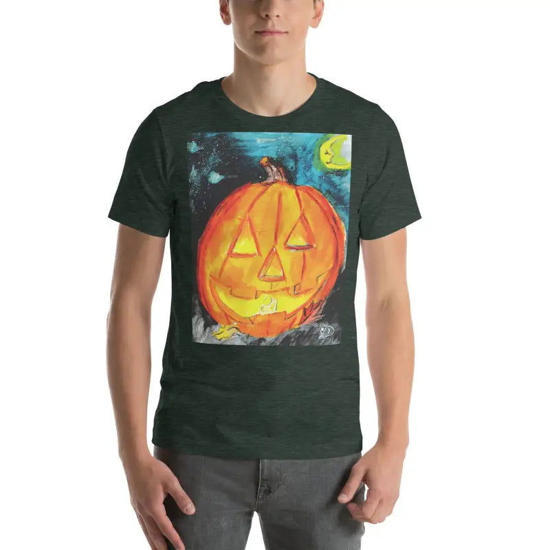 Carved Halloween pumpkin with glowing jack-o’-lantern face for spooky soft unisex style