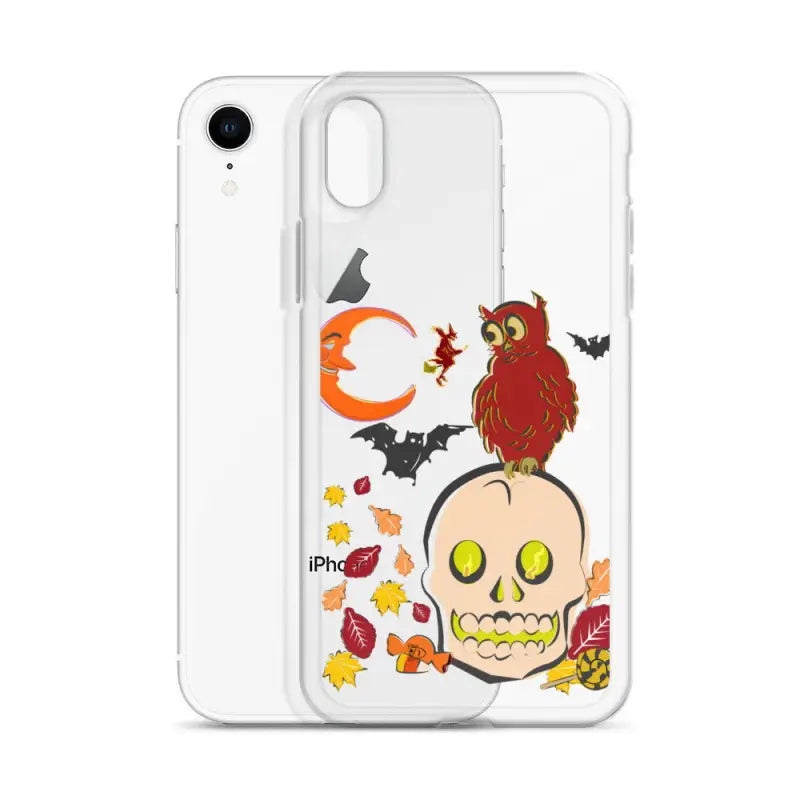 Clear iPhone case featuring Halloween artwork for a Haunted Harvest celebration