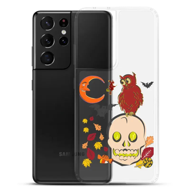 Samsung Galaxy S21 Ultra in Whimsy of the Haunted Harvest Clear Case with Halloween design