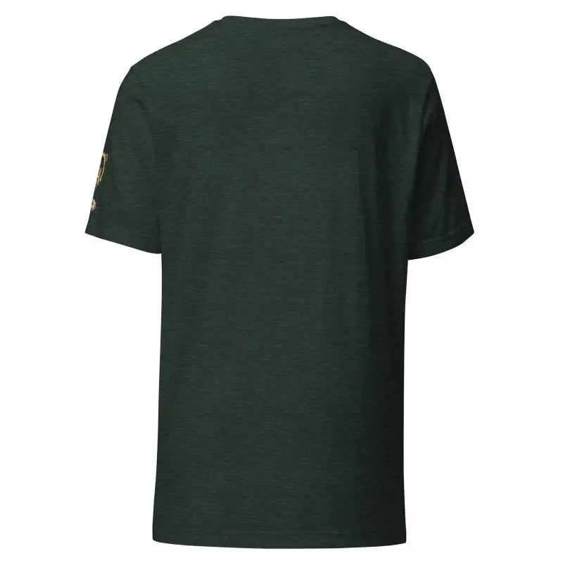 Dark green crafted unisex tri-blend t-shirt with short sleeves, ideal for all occasions