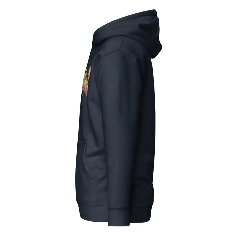 Black hooded sweatshirt side view of the Soultangler Streetwear-Inspired Hoodie