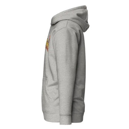 Gray hooded sweatshirt side view of the Soultangler Streetwear-Inspired Hoodie