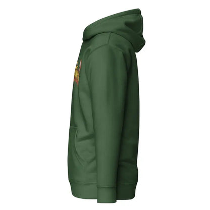 Side view of a green hooded sweatshirt from the Soultangler Streetwear-Inspired Hoodie