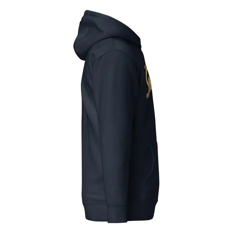 Side view of Navy Blue Hooded Sweatshirt from Soultangler Streetwear-Inspired Hoodie