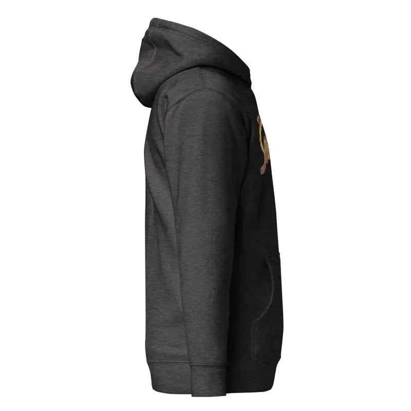 Black hooded sweatshirt side view of the cult classic Soultangler Streetwear-Inspired Hoodie