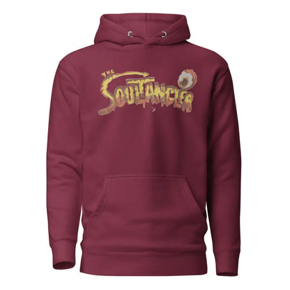 Burgundy Soultangler Streetwear-Inspired Hoodie featuring gold Soulfinger text design