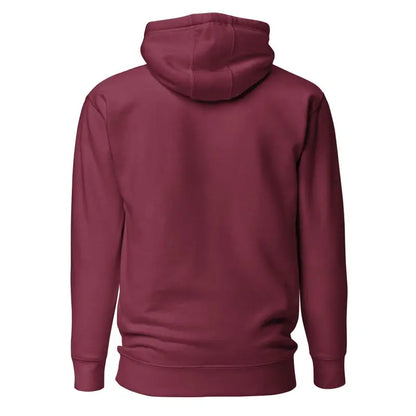 Burgundy pullover hoodie from the back, a Soultangler streetwear-inspired cult classic