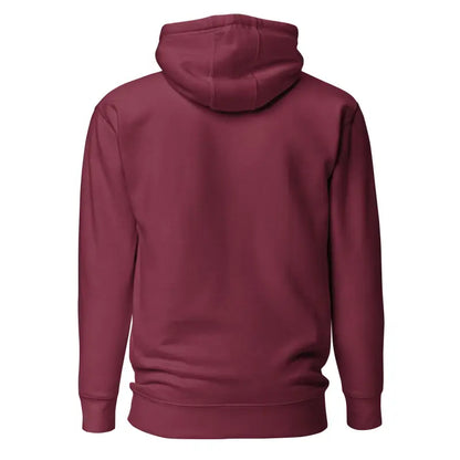 Burgundy pullover hoodie sweatshirt from the back, a Soultangler streetwear-inspired classic