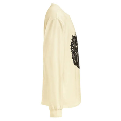 Cream-colored long-sleeve shirt with black emblem from Ah Kitty Premium Halloween collection