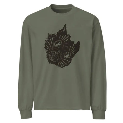 Olive green Ah Kitty premium sweatshirt featuring a black cat face for Halloween