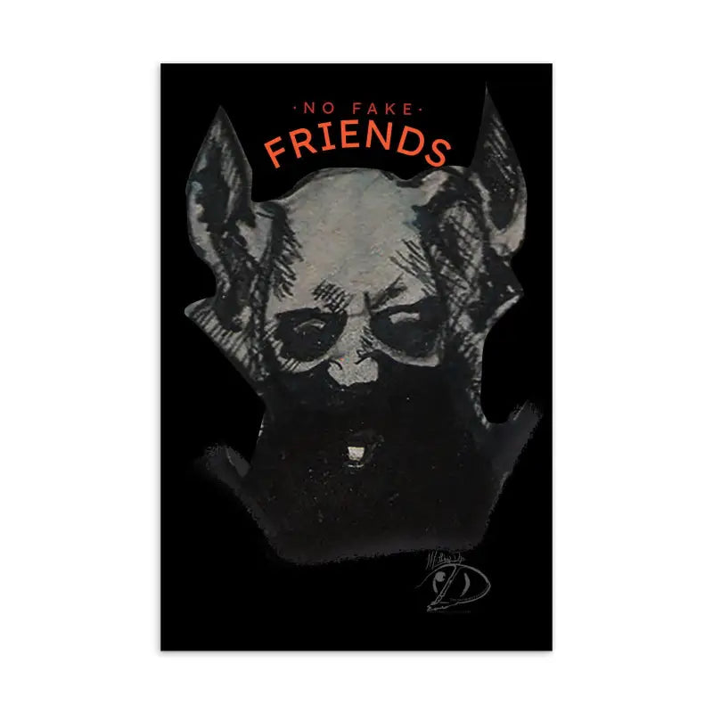 Dark demonic figure with horns and glowing eyes on high-quality matte paper print