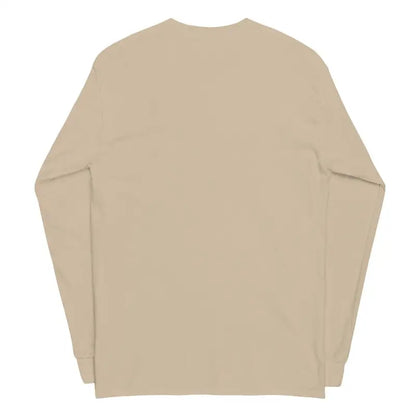 Beige long sleeve tee lying flat, inspired by Norse mythology