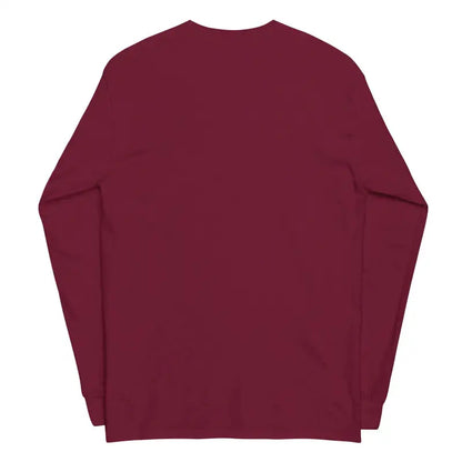 Burgundy long-sleeved crewneck sweatshirt inspired by Norse mythology and Viking gods