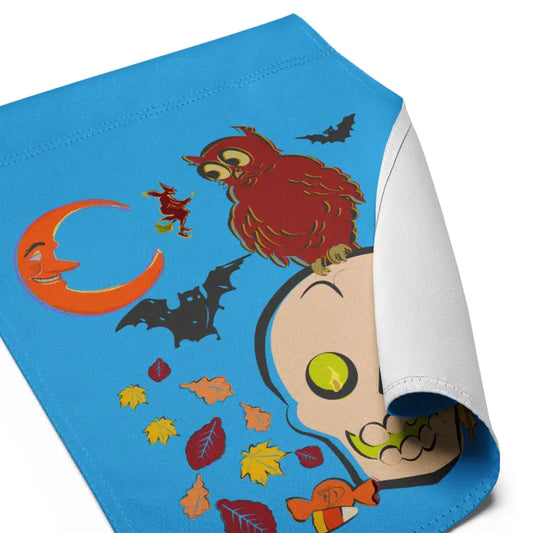 Halloween garden flag featuring whimsical spirits dance for festive spirit decoration