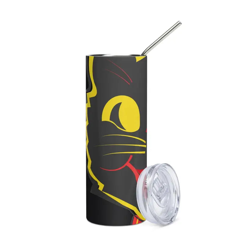 Black tumbler with abstract design for the Vintage Cat Stainless Steel collection