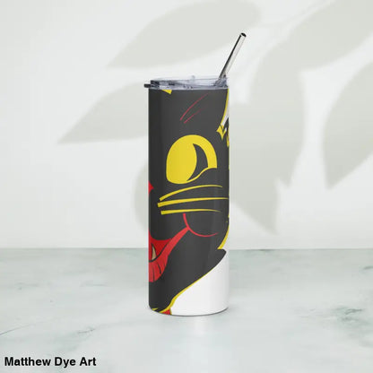 Black cat tumbler with straw made of high-grade stainless in Witch’s Brew design